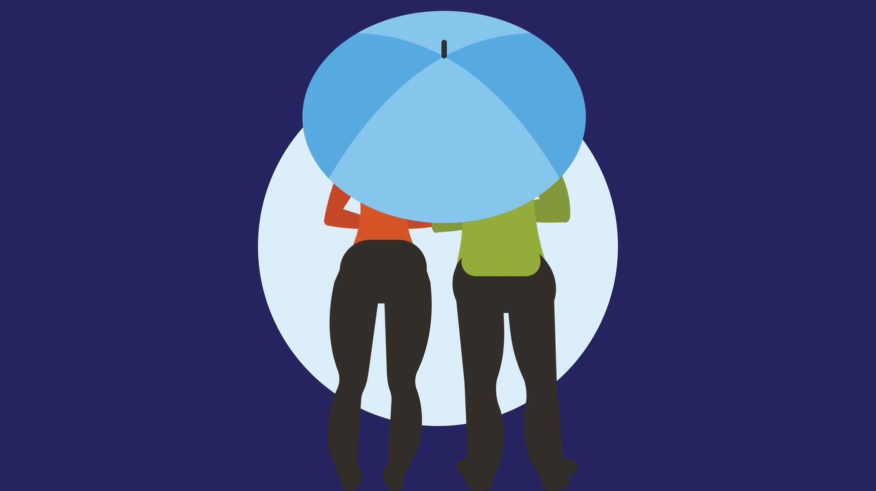couple walking together holding an umbrella vector