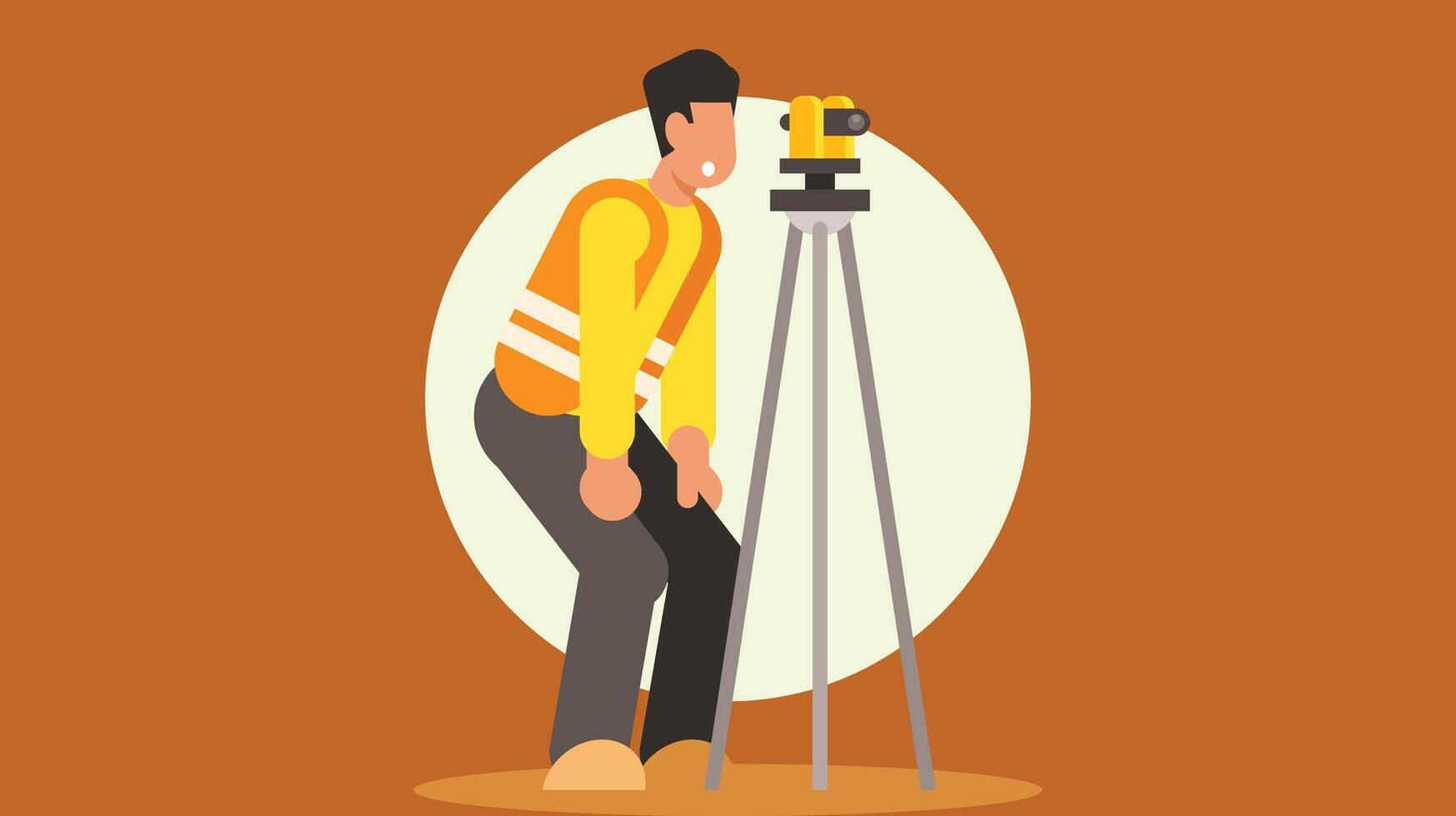 Land Surveyor scanning the land vector illustration