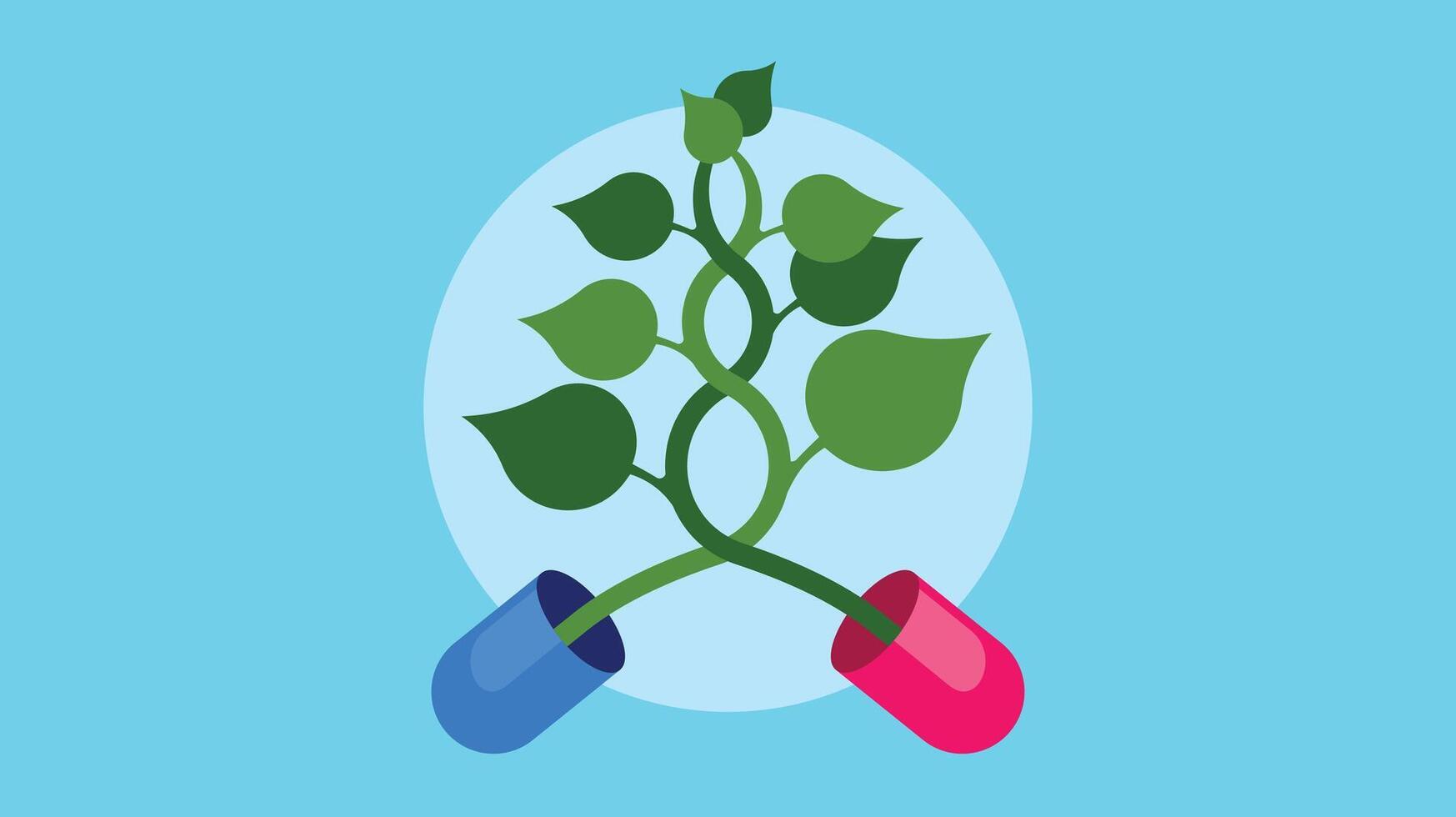 abstract medical icon capsule with green branches vector illustration