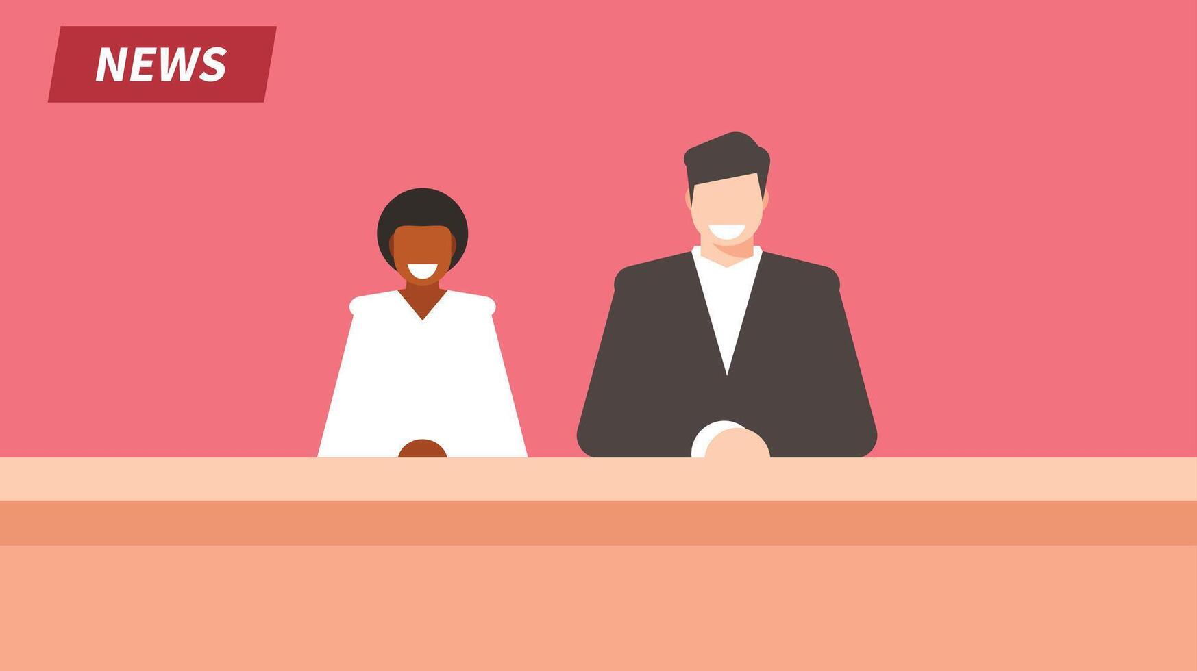 Anchor persons on a live tv broadcast news sitting introducing news vector illustration