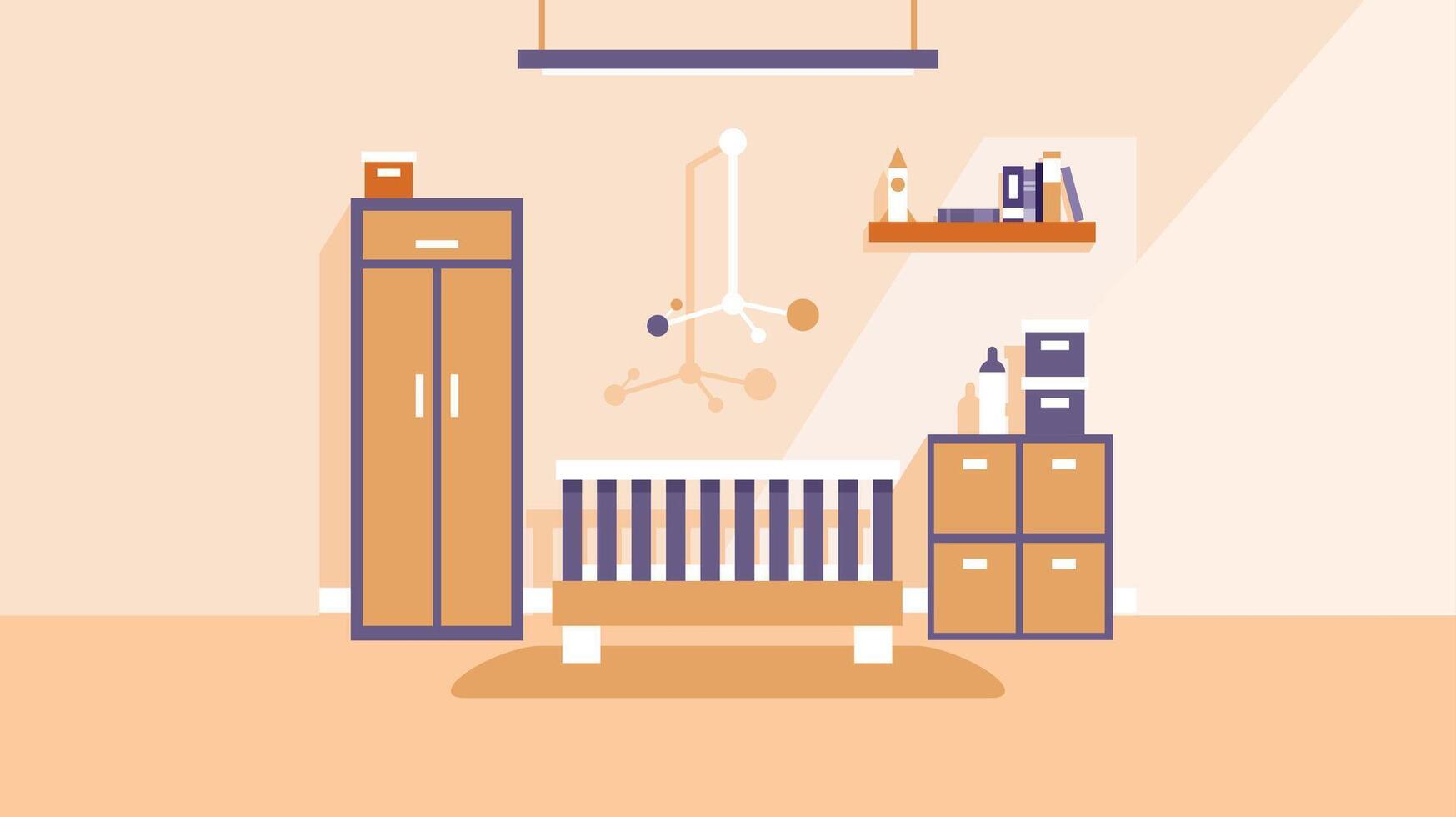 baby room interior design vector illustration