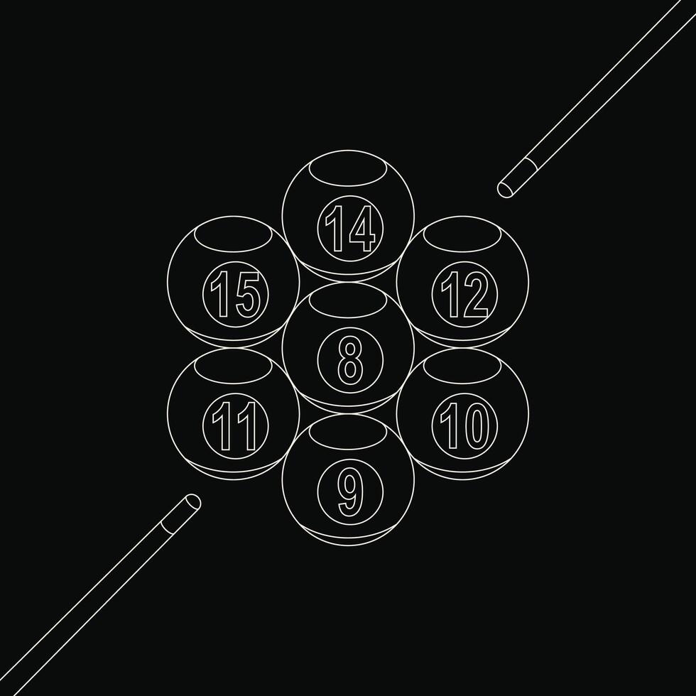 Pool table setup vector line art illustration