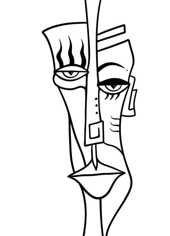 A face in vector line art with an abstract style