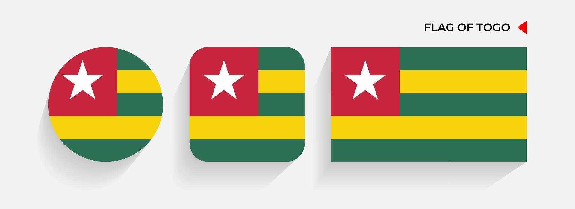 Togo Flags arranged in round, square and rectangular shapes vector