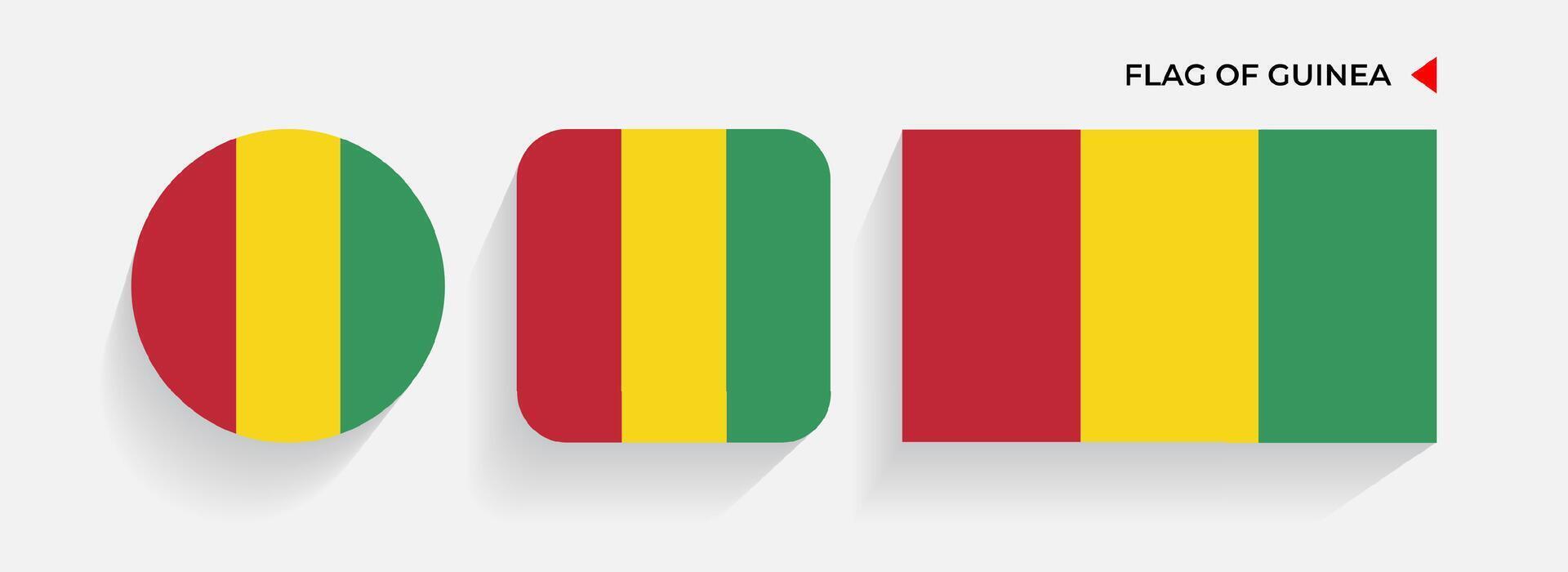 Guinea banderas arreglado en redondo, cuadrado y rectangular formas vector