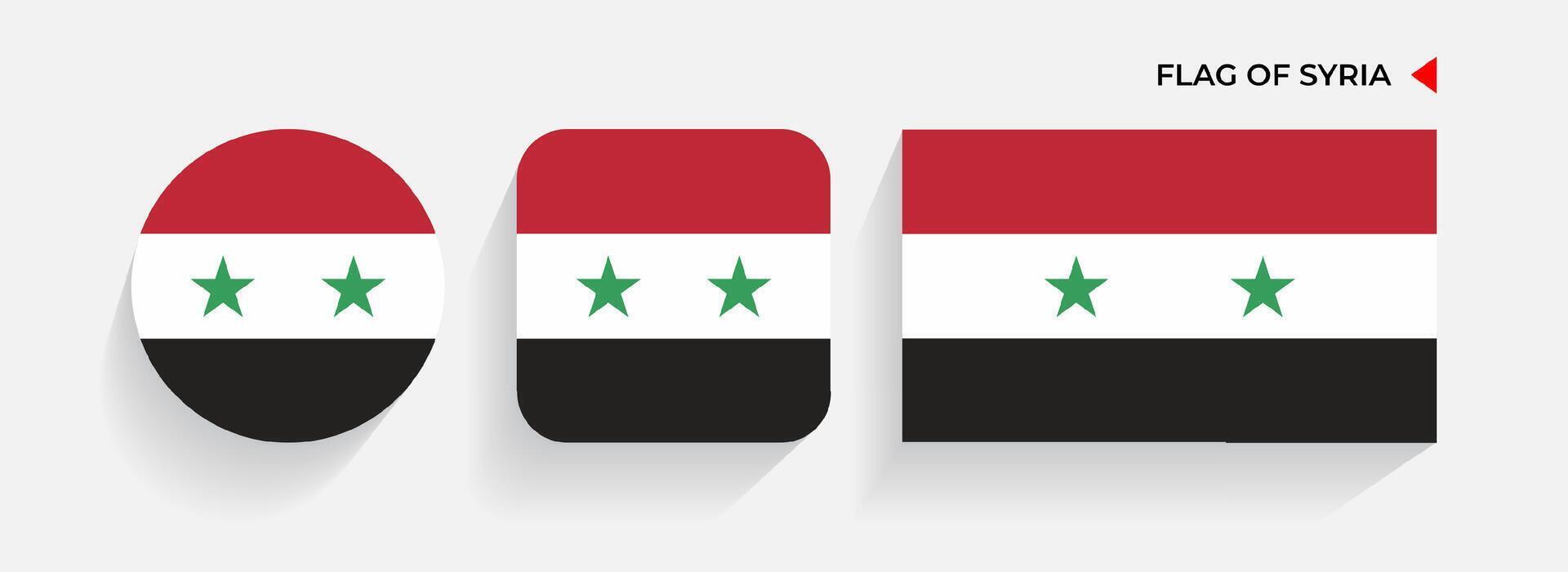 Siria banderas arreglado en redondo, cuadrado y rectangular formas vector
