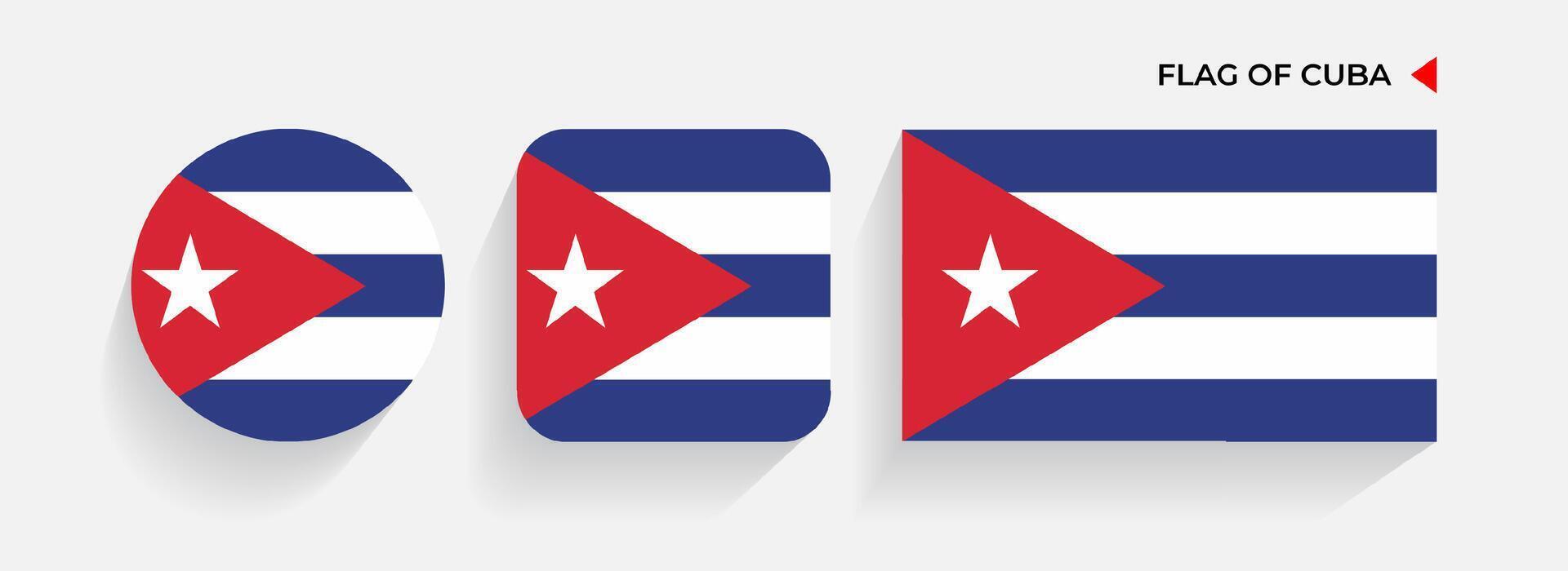 Cuba banderas arreglado en redondo, cuadrado y rectangular formas vector