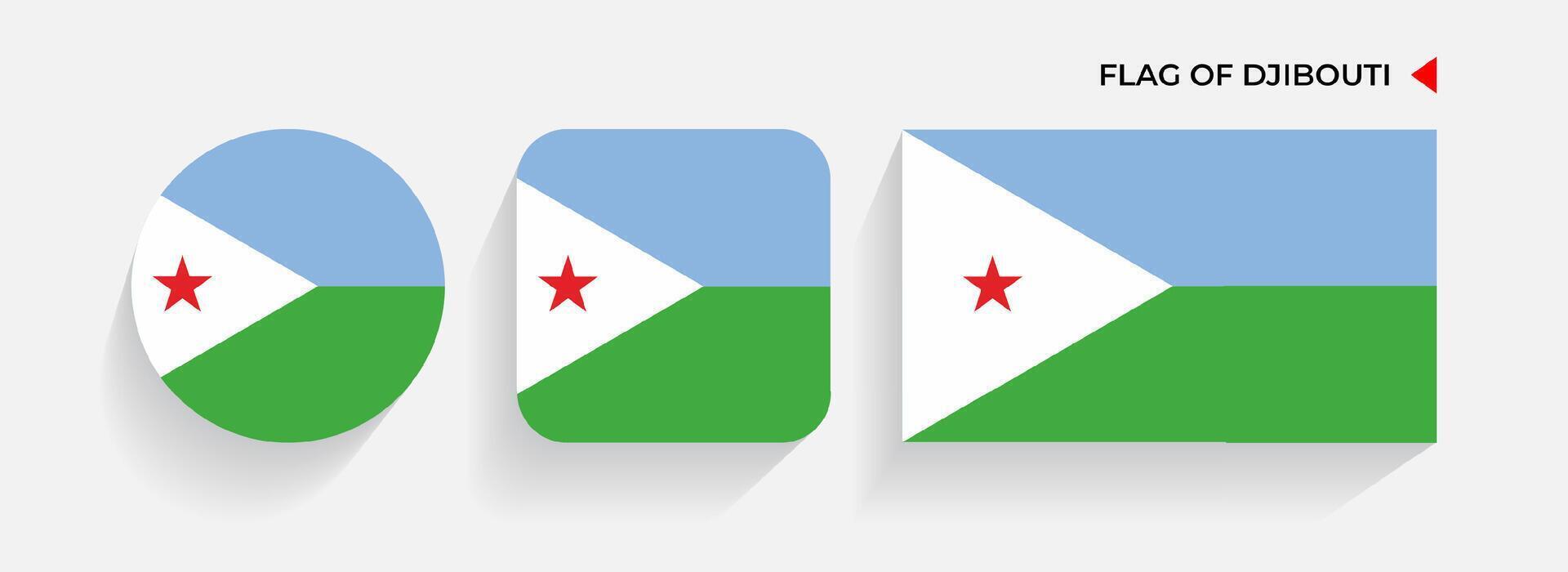 Djibouti Flags arranged in round, square and rectangular shapes vector
