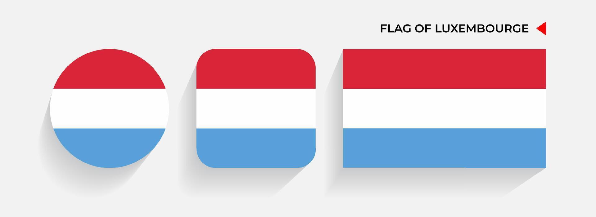 Luxembourge Flags arranged in round, square and rectangular shapes vector