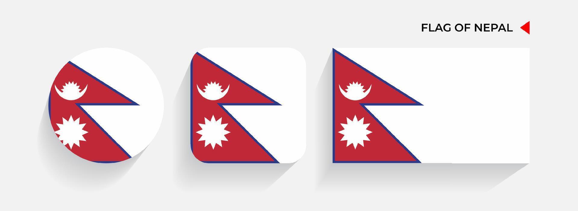 Nepal Flags arranged in round, square and rectangular shapes vector