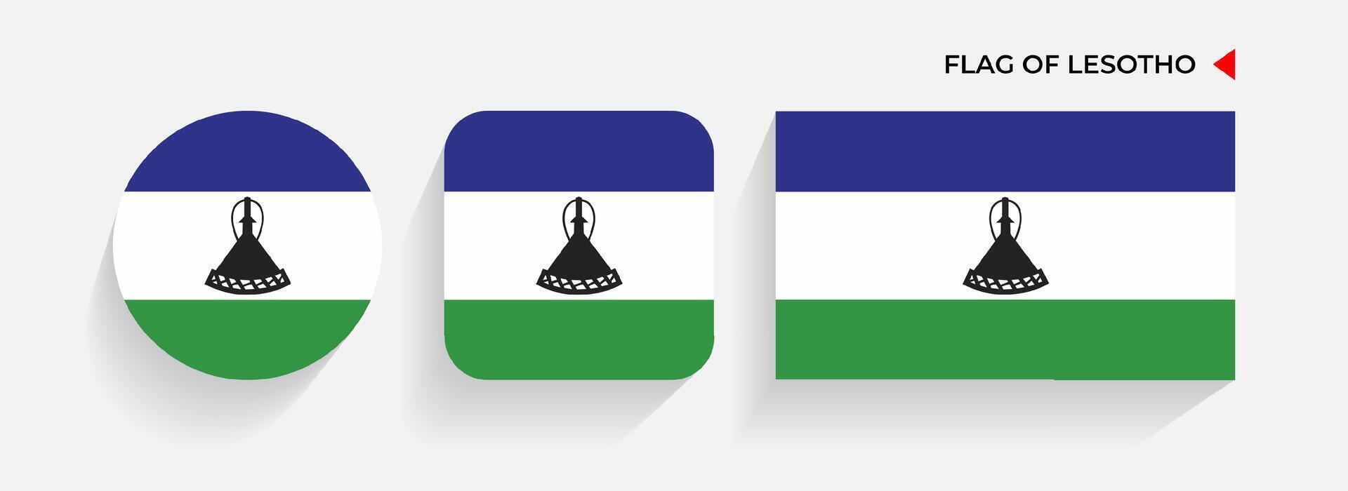Lesotho Flags arranged in round, square and rectangular shapes vector