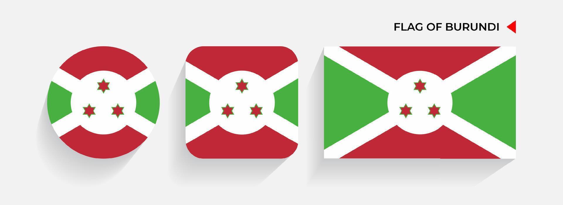 Burundi Flags arranged in round, square and rectangular shapes vector