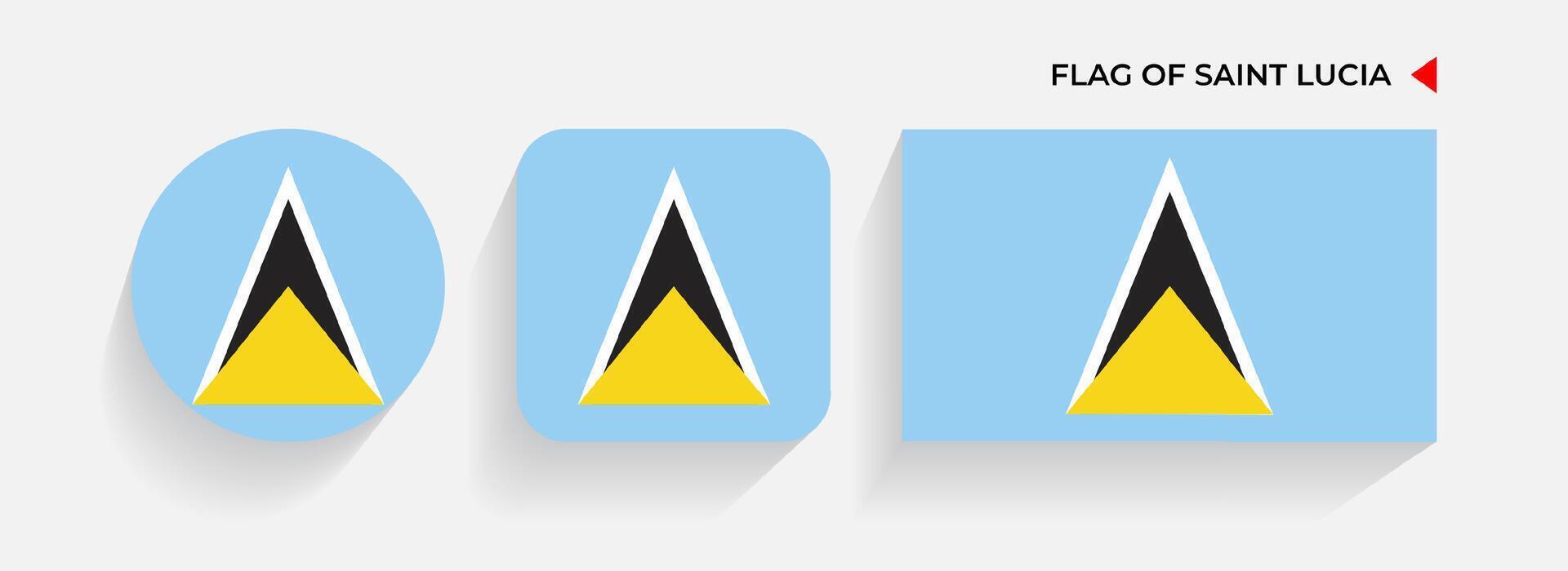 Saint Lucia Flags arranged in round, square and rectangular shapes vector