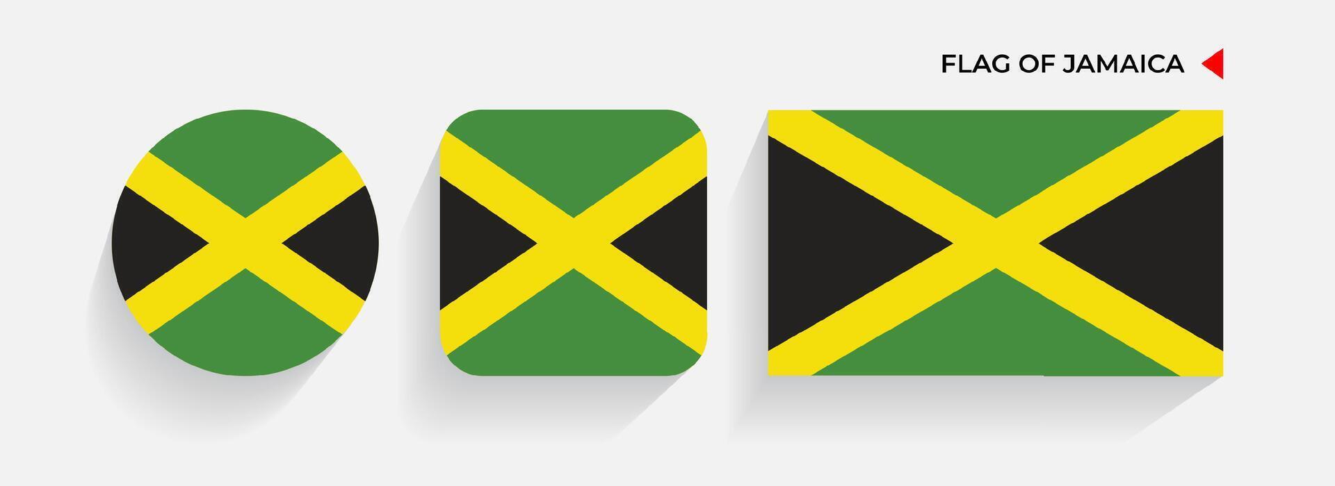 Jamaica Flags arranged in round, square and rectangular shapes vector