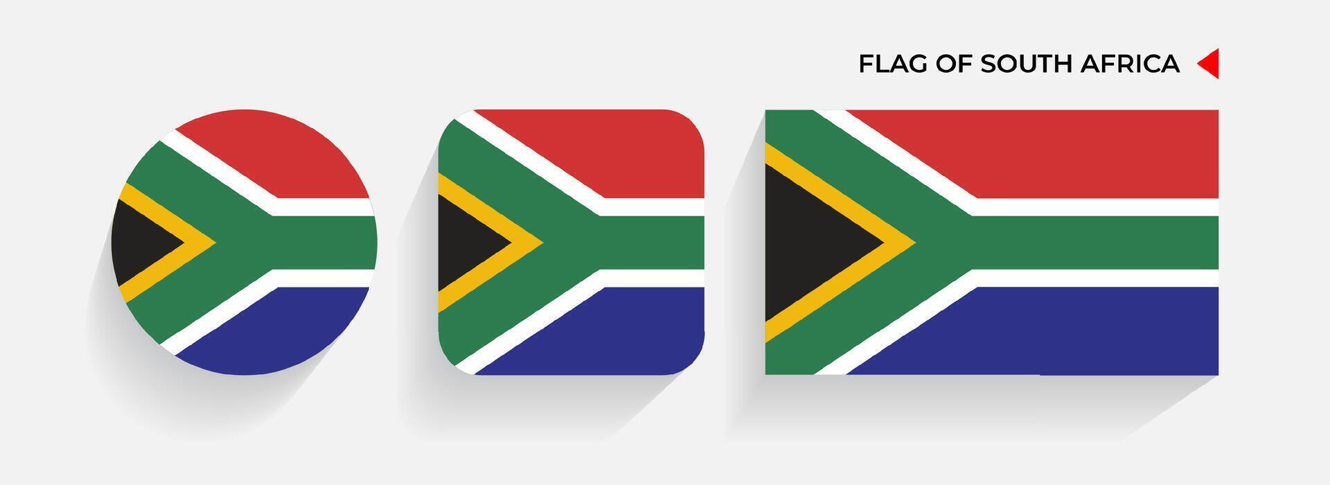 South Africa Flags arranged in round, square and rectangular shapes vector