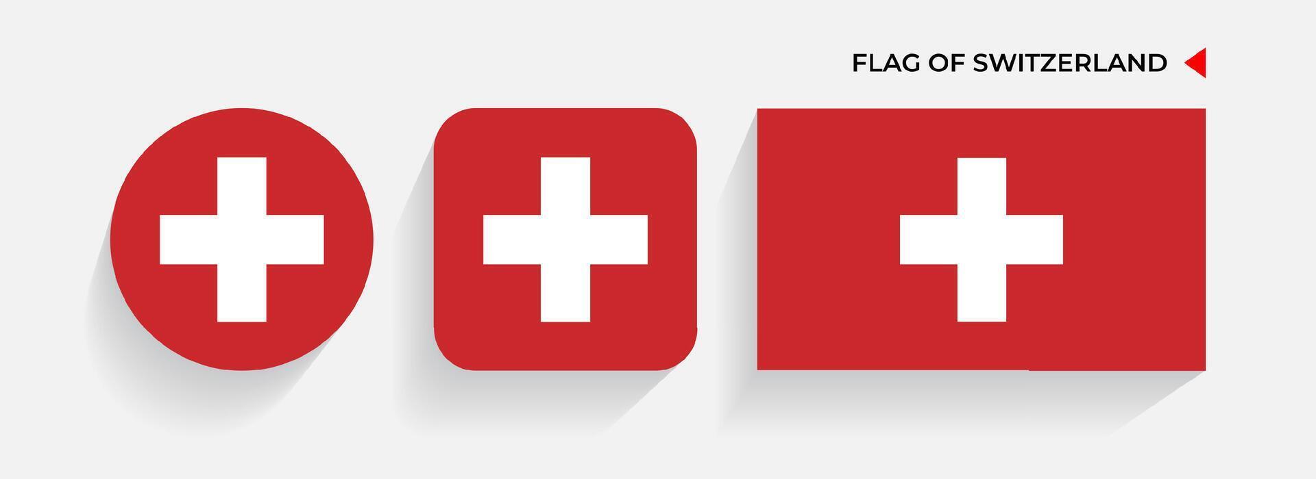 Switzerland Flags arranged in round, square and rectangular shapes vector