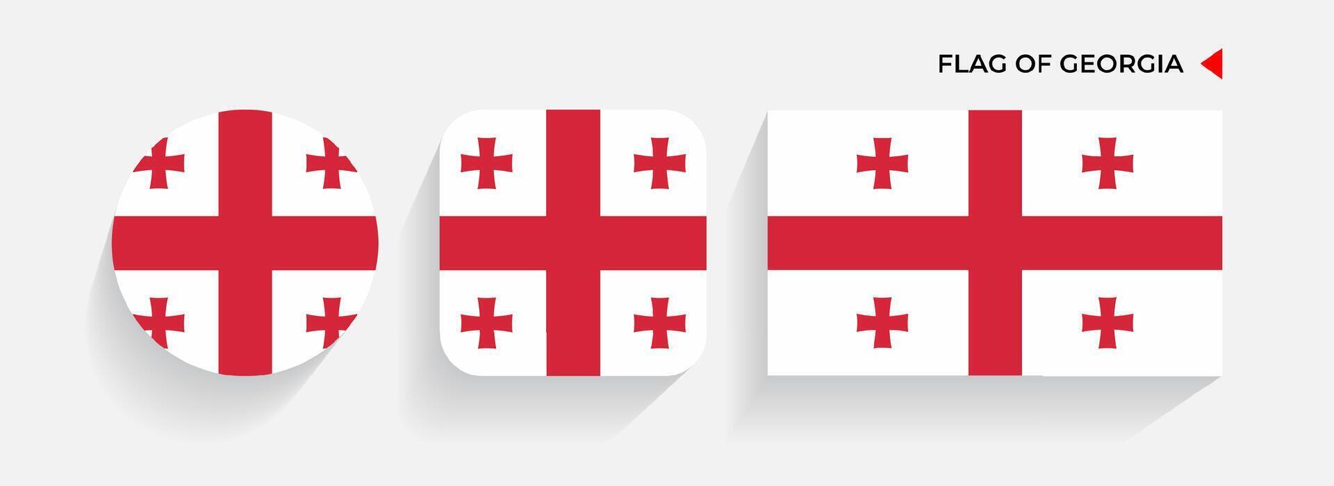 Georgia Flags arranged in round, square and rectangular shapes vector