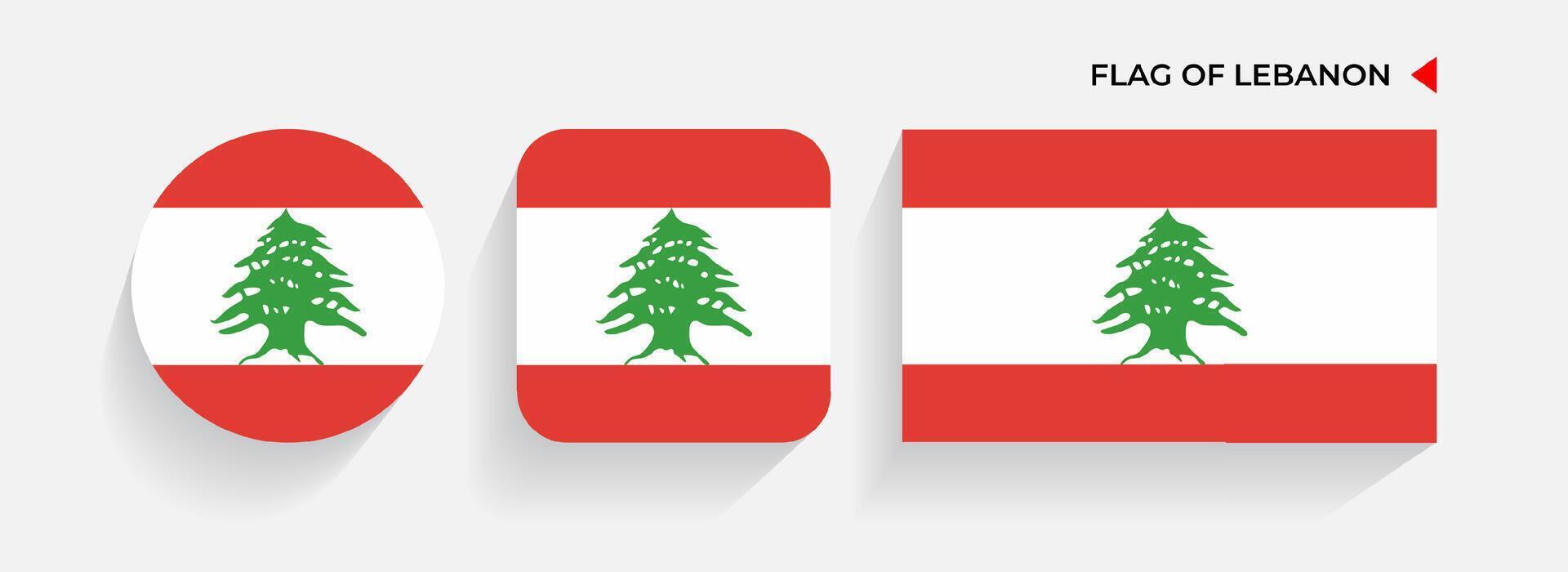 Lebanon Flags arranged in round, square and rectangular shapes vector