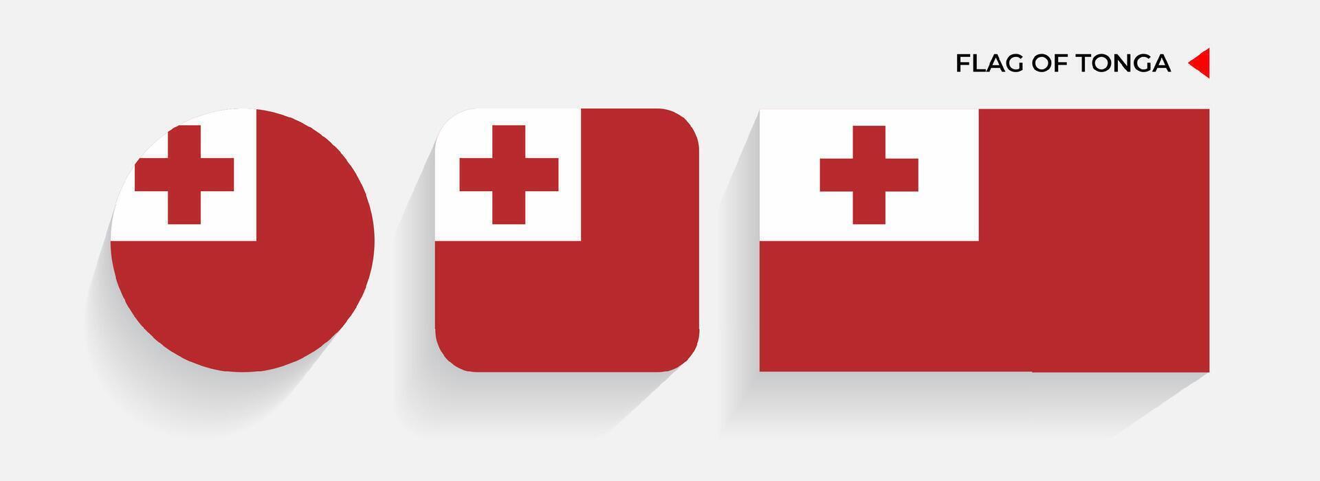 Tonga Flags arranged in round, square and rectangular shapes vector
