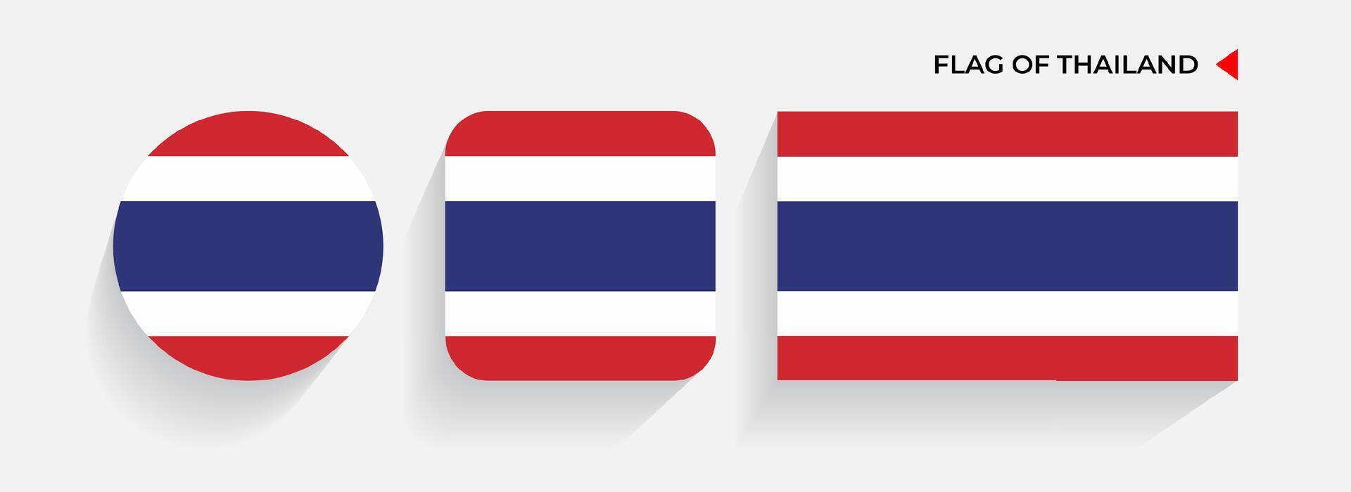 Tailandia banderas arreglado en redondo, cuadrado y rectangular formas vector