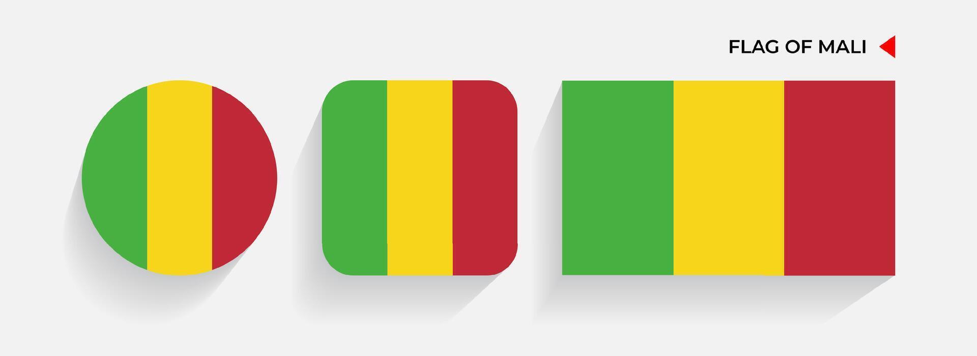 Mali Flags arranged in round, square and rectangular shapes vector