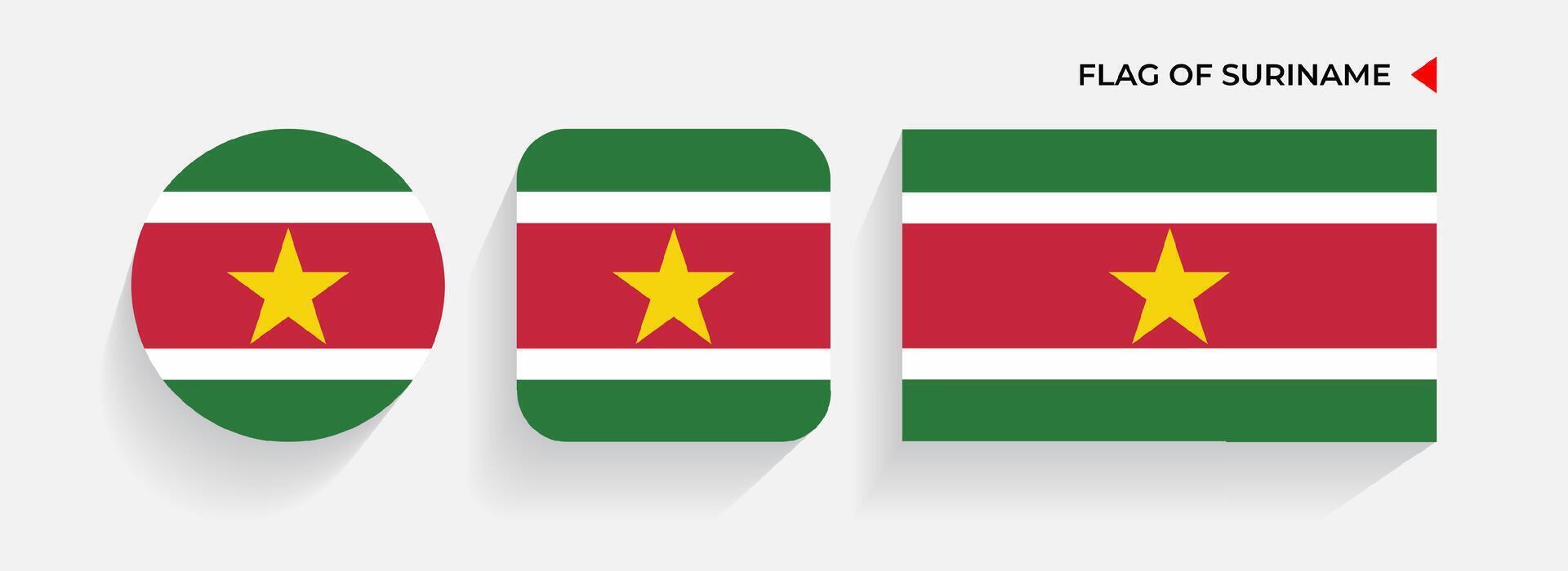 Suriname Flags arranged in round, square and rectangular shapes vector