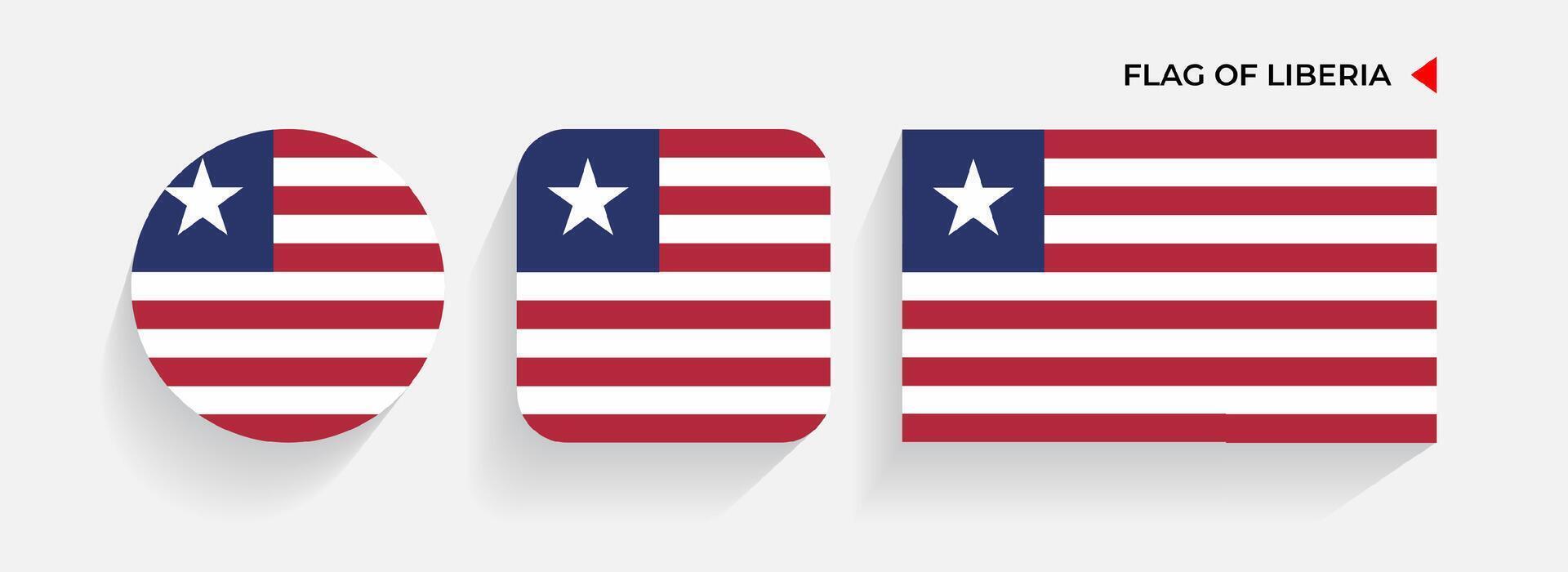 Liberia Flags arranged in round, square and rectangular shapes vector