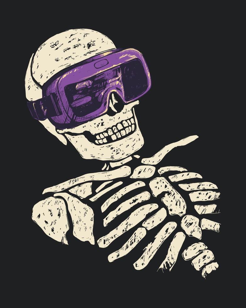 Stylish skeleton wearing goggles illustration vector