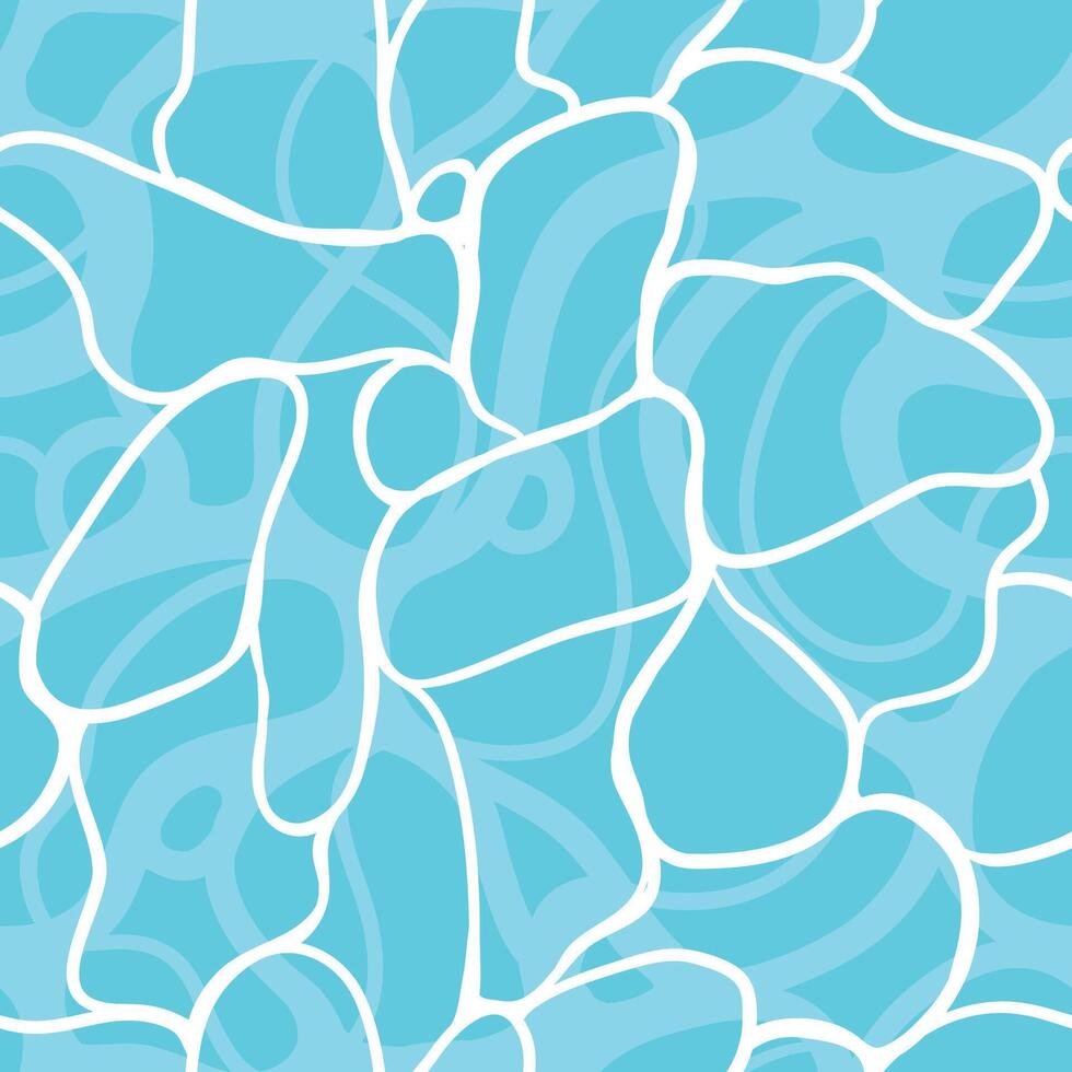 Seamless pattern design featuring stylized blue waves on a light blue background vector