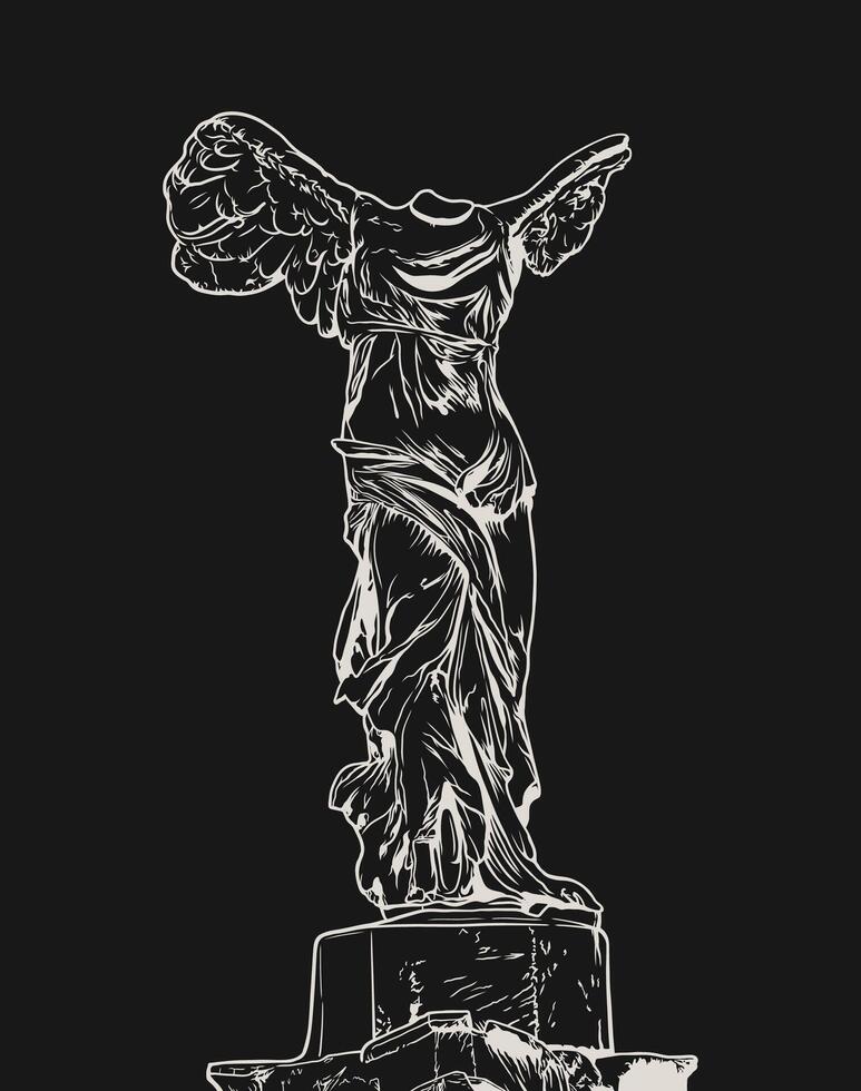 A detailed illustration of the Winged Victory of Samothrace vector