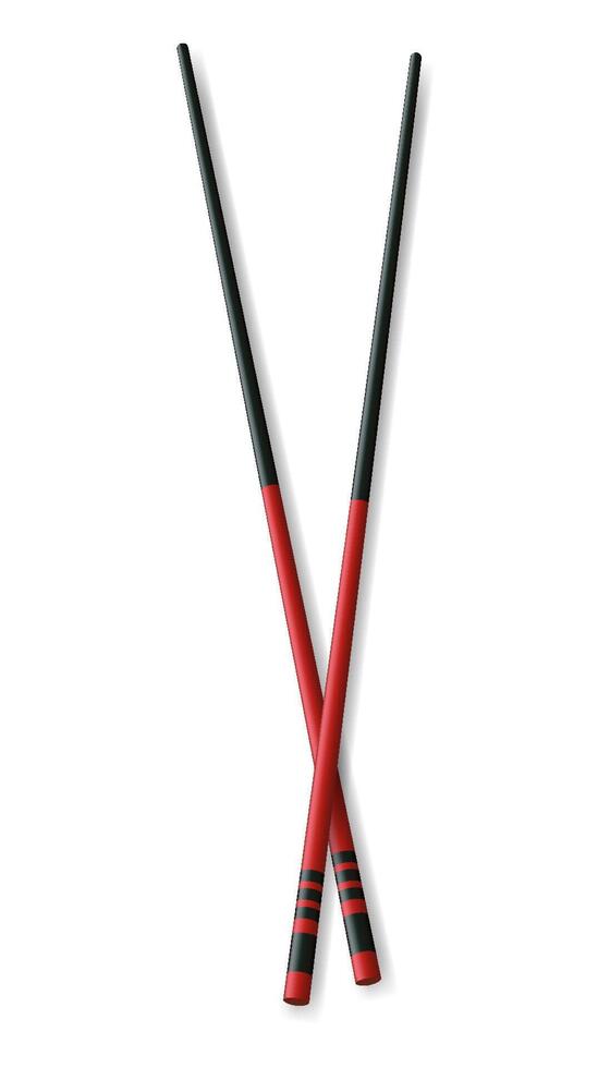 Realistic Food Chopsticks. Vector illustration of Traditional Asian Bamboo Utensils Color Chopstick. Vector illustration