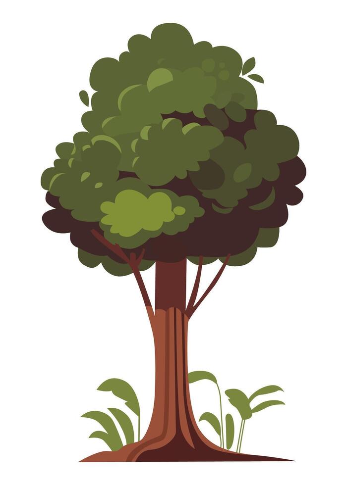 Cartoon style bonsai tree colorful vector illustration. Vector tree illustration on white background.