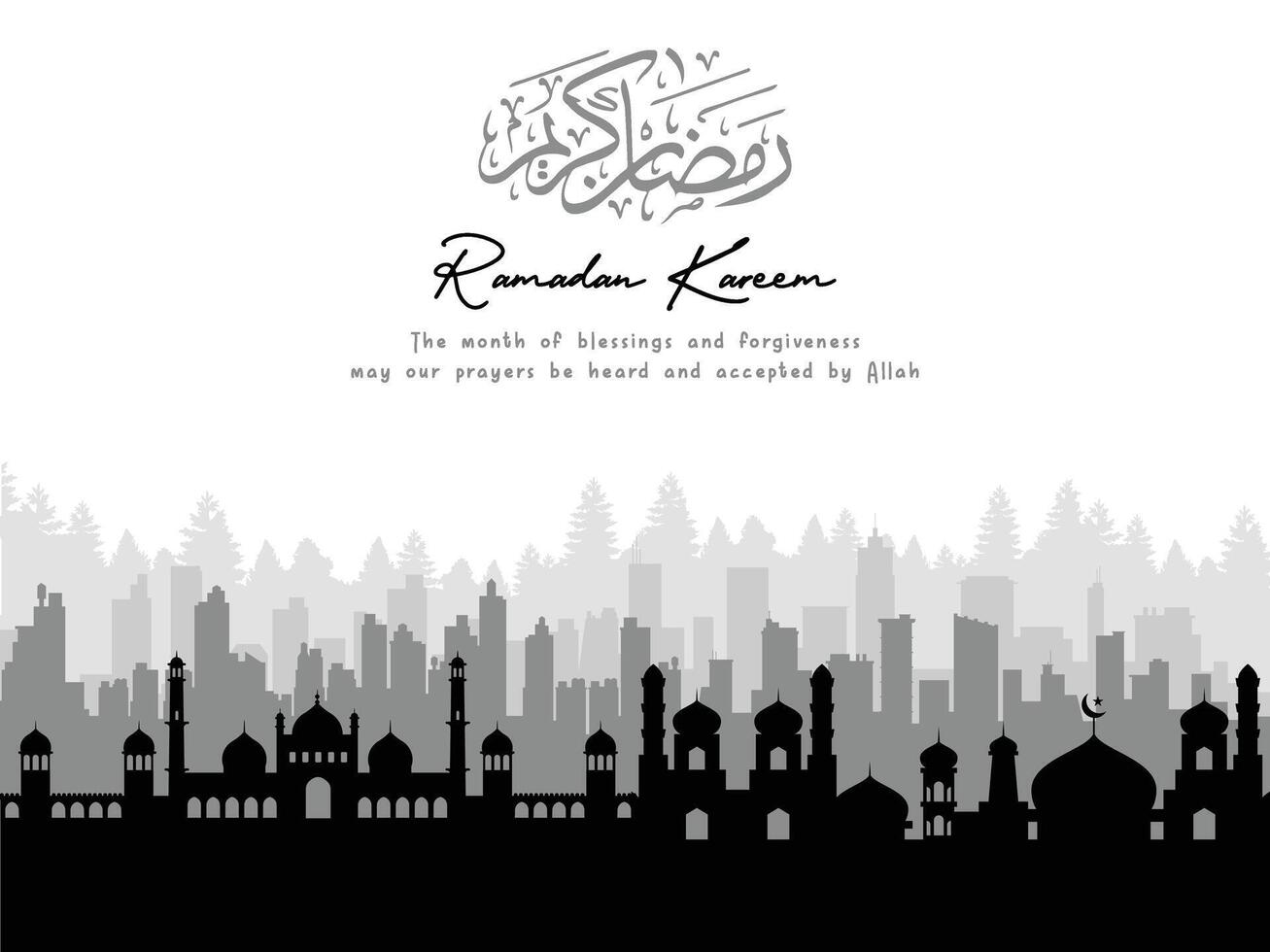 Vector illustration of mosque silhouette. Used for background, poster, greeting card, etc for ramadan and eid