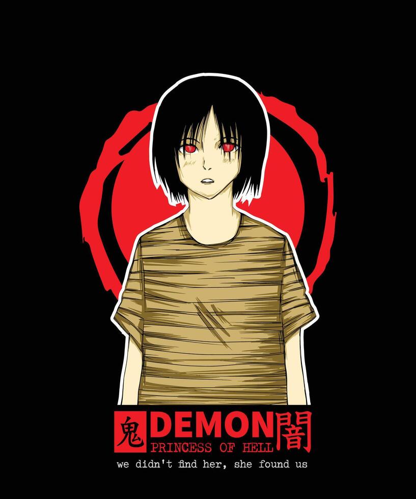 Illustration of an original character in anime style. A girl with red eyes vector