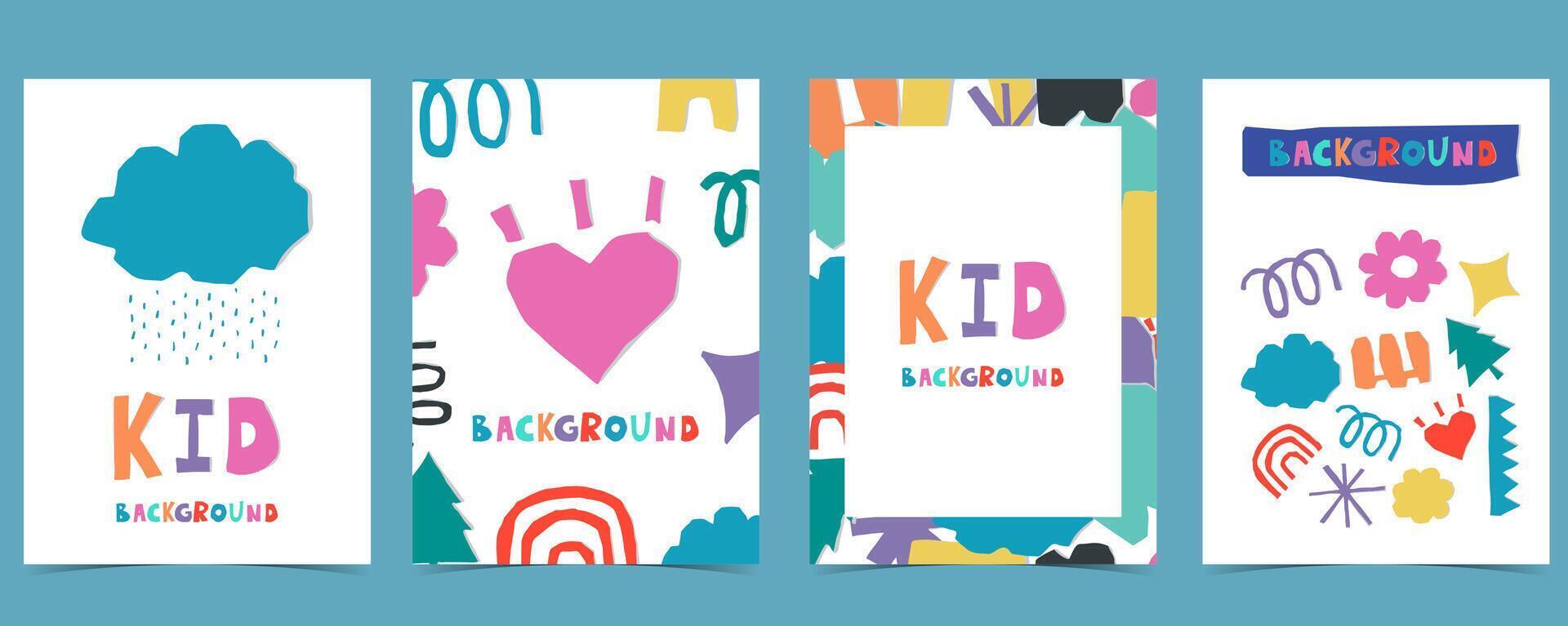 shape paper cut out background with colorful.illustration vector for a4 vertical kid design