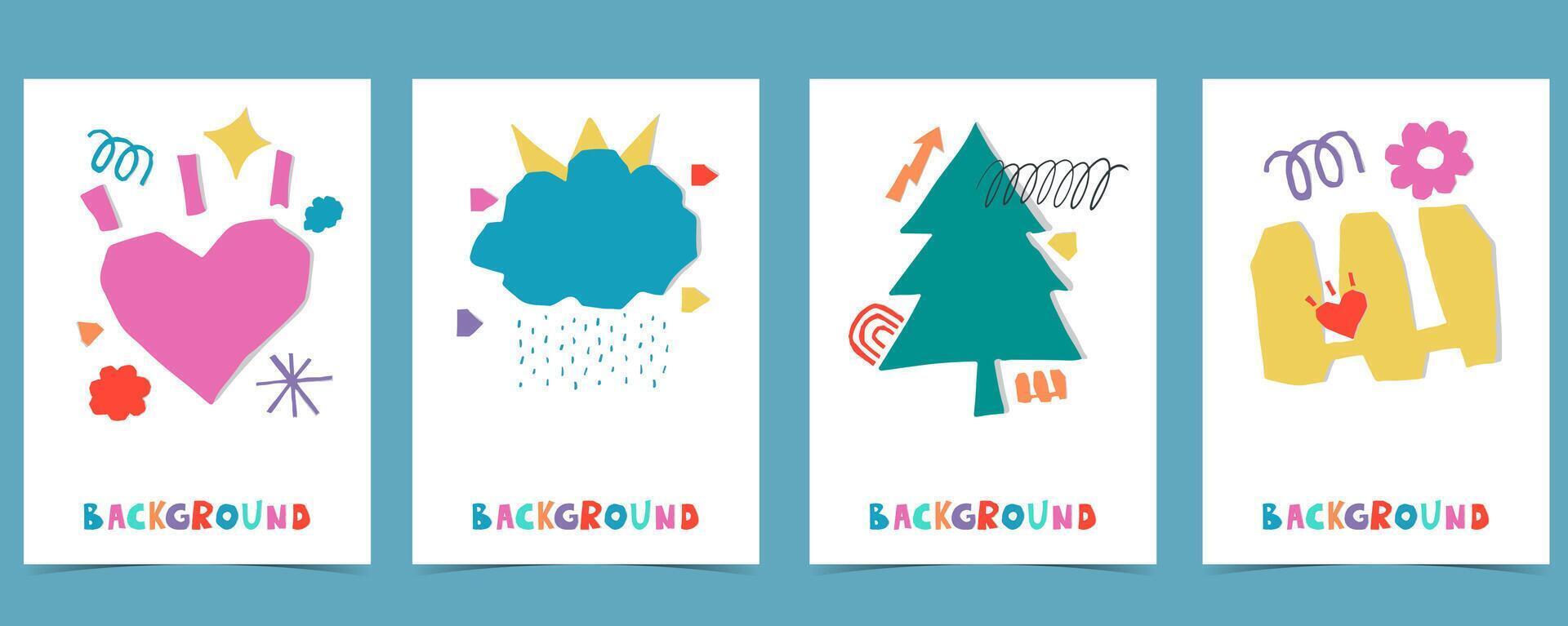 shape paper cut out background with colorful.illustration vector for a4 vertical kid design