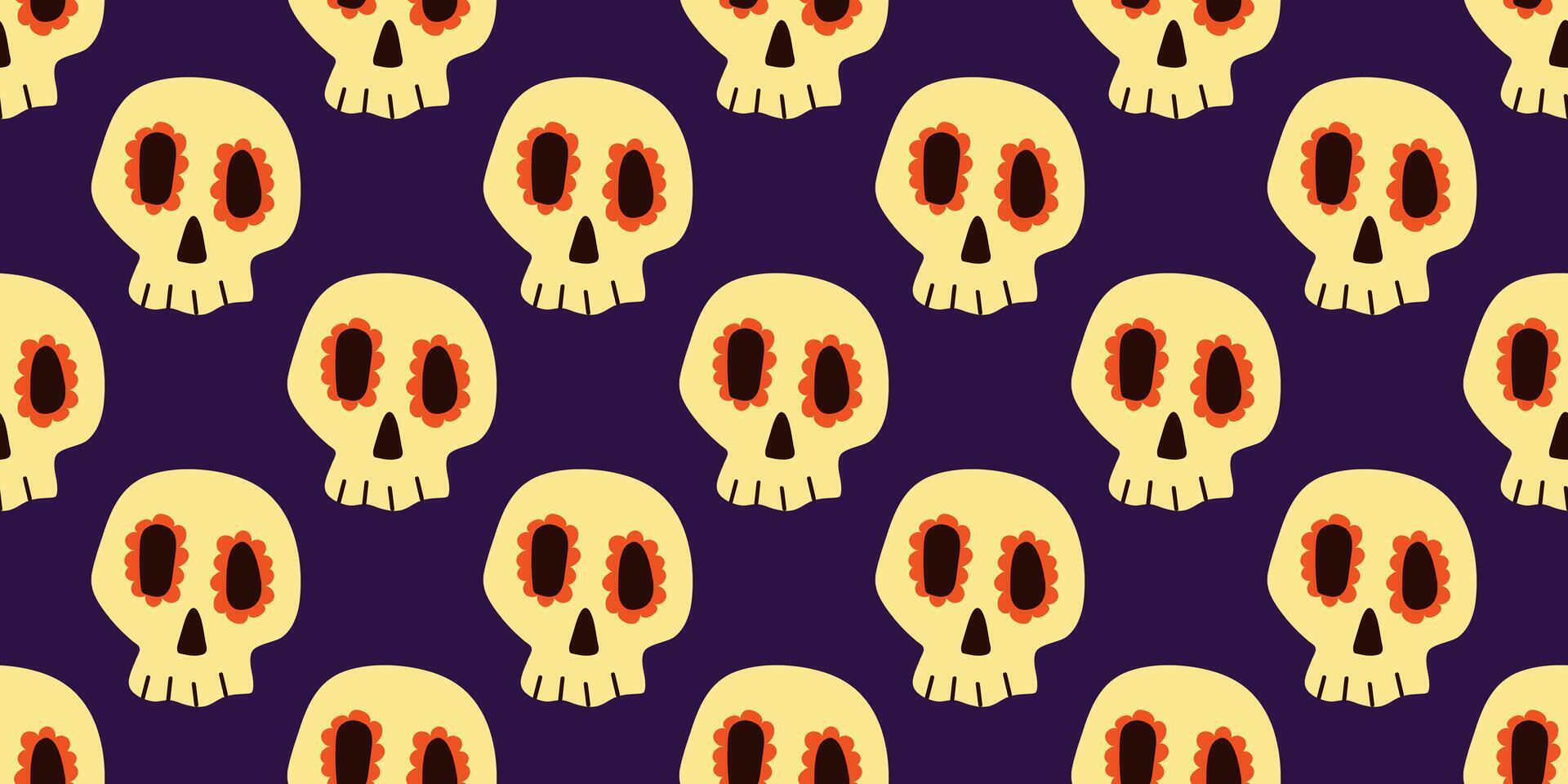 Seamless Cinco de Mayo vector pattern background with sculls