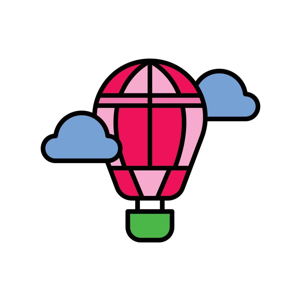 caliente aire globo. lineal color icono vector