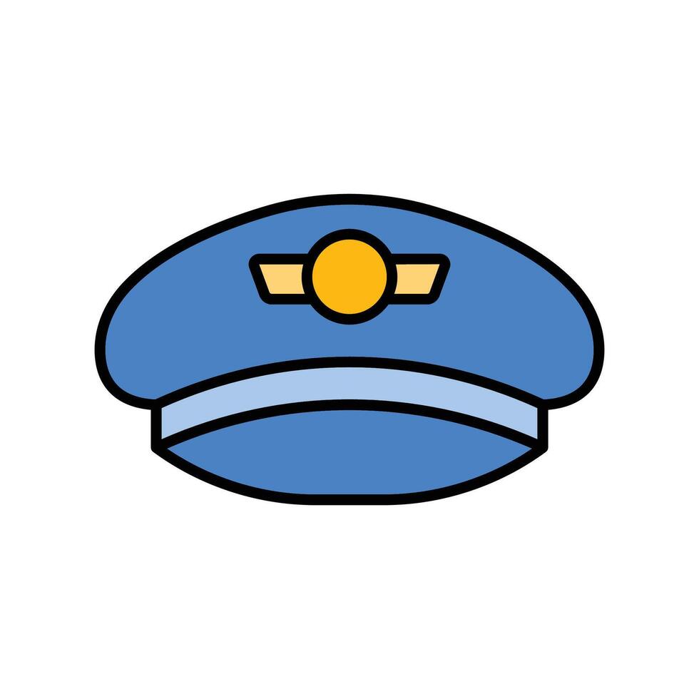 pilot hat. lineal color icon vector