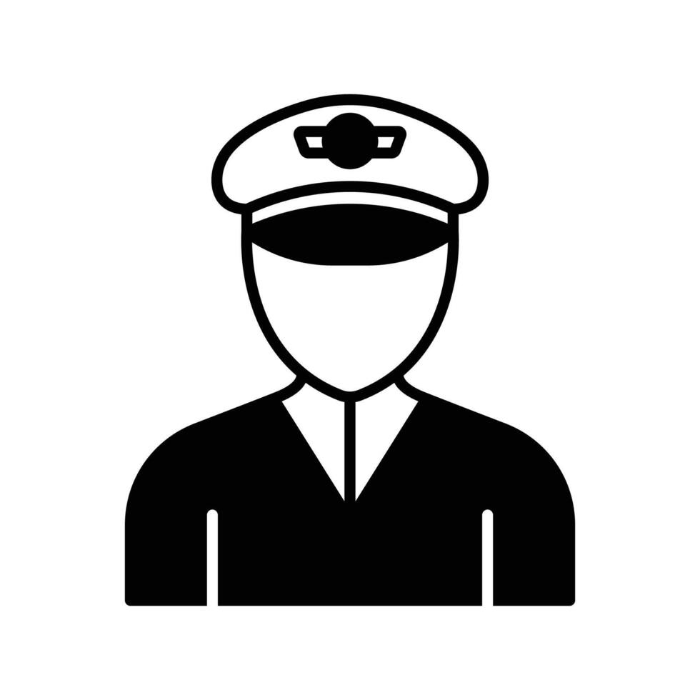 pilot icon. black fill icon vector