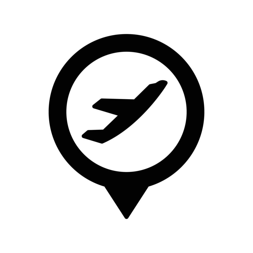 flight pin icon. black fill icon vector