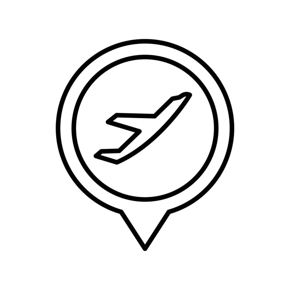 flight pin icon. outline icon vector