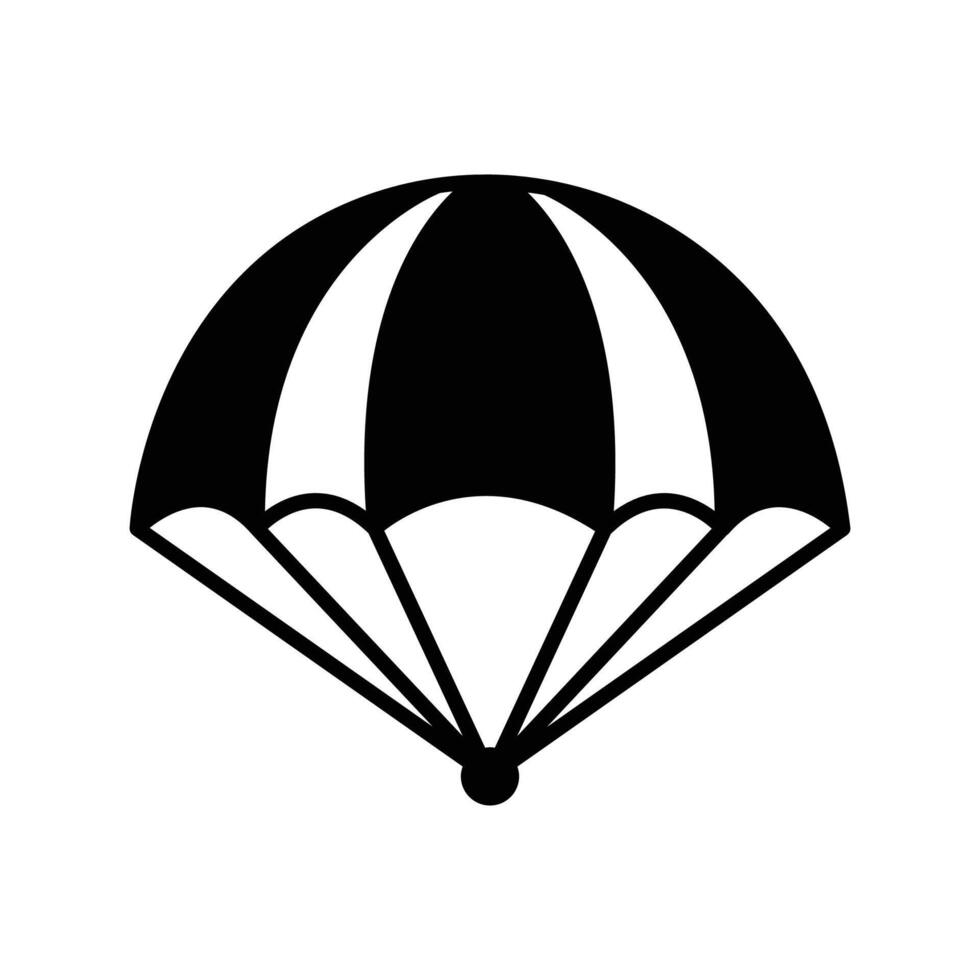 parachute icon. black fill icon vector