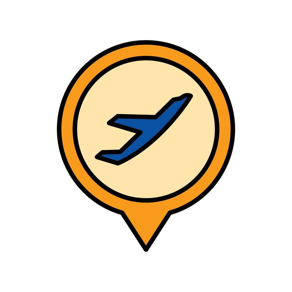 flight pin. lineal color icon vector