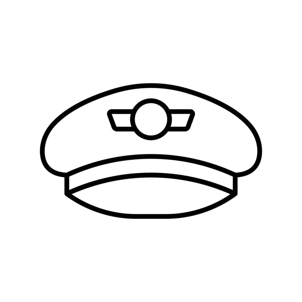 Pilot hat icon. outline icon vector