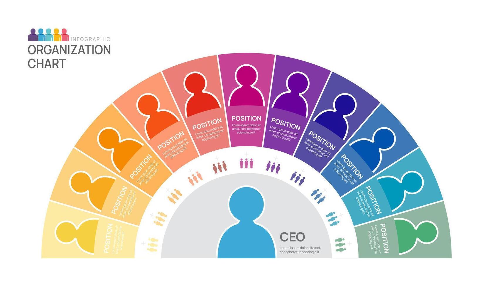 Infographic template for organization chart with business avatar icons. vector infographic for business.