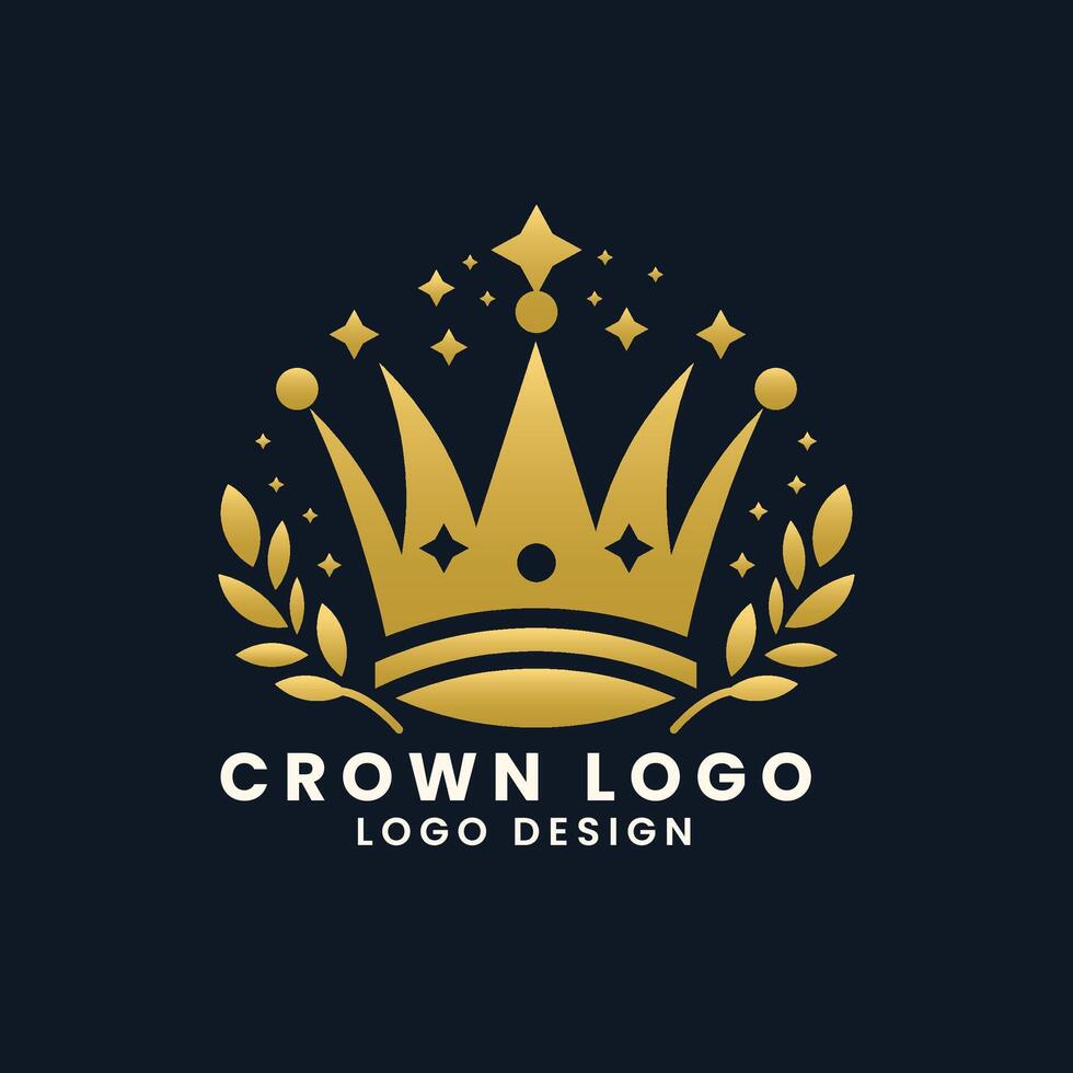 Modern luxury golden crown star logo design vector template