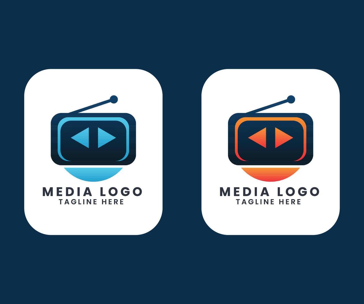 Creative multimedia play audio video tv movie cinema player concept vector logo design template