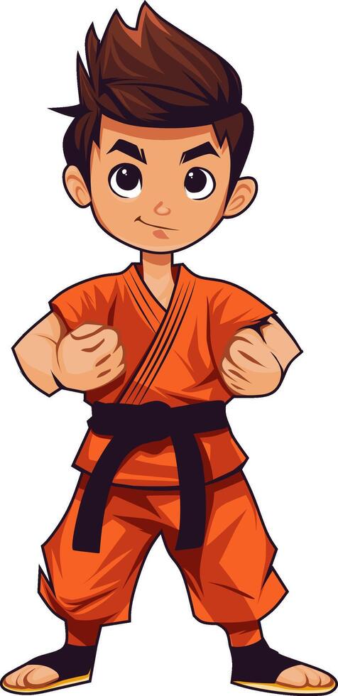 Martial Arts Karate Junior Boy logo Mascot Vector design Orange uniform