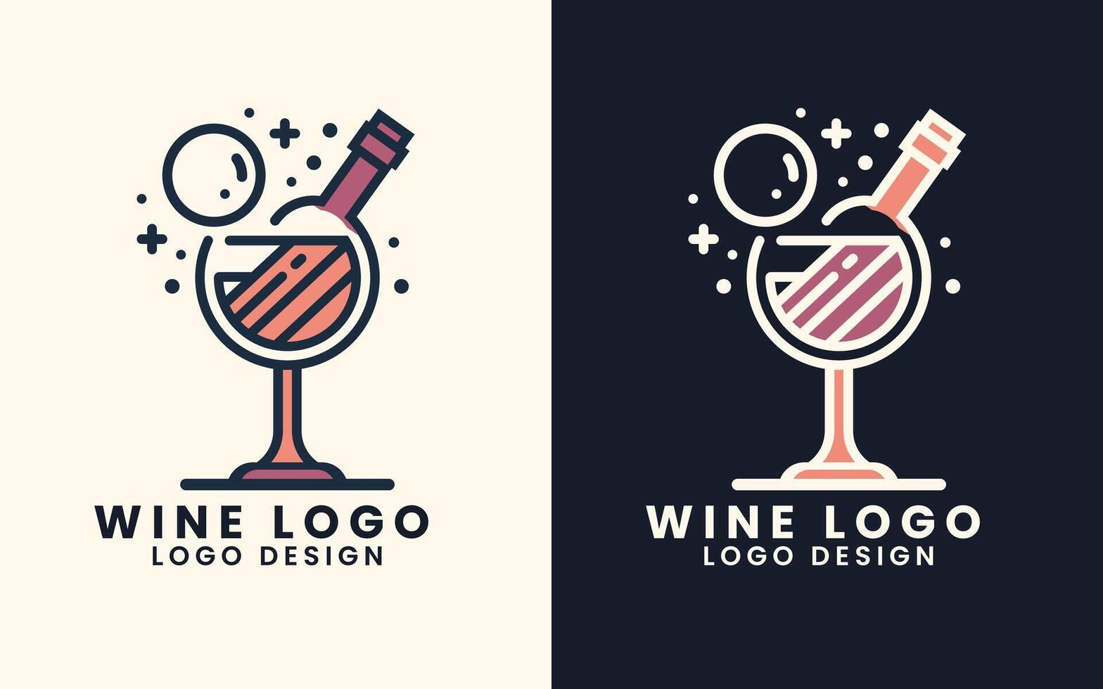 vino vaso botella vector ilustración logo para un vino tienda o restaurante y bar